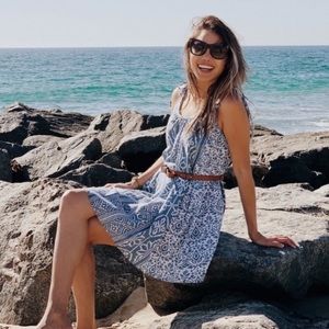 🆕 Madewell White with Blue Print Dress. (100% Cotton)